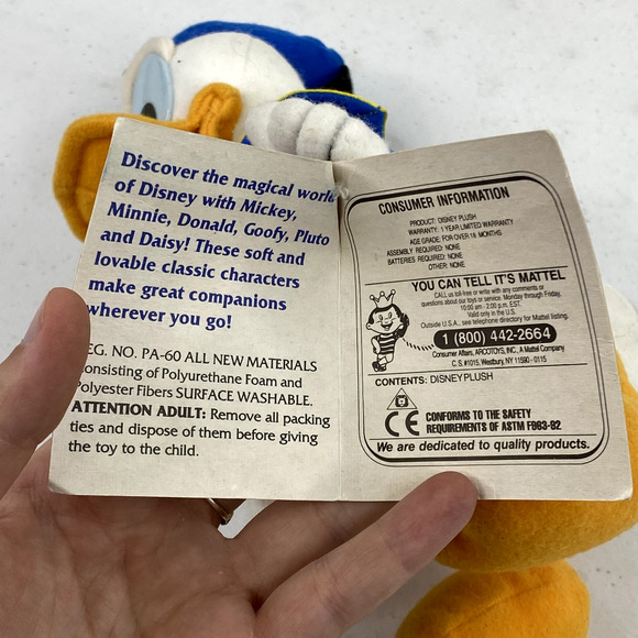 VTG Mattel Disney Donald Duck Plush Toy - Picture 6 of 8